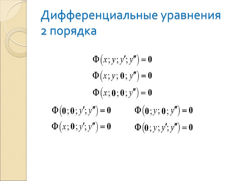 Дифференциальные уравнения  2 порядка